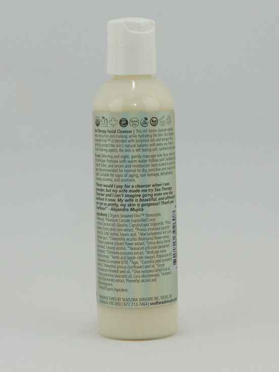 Sea Therapy Facial Cleanser - Back - Seaflora Skincare Perfect for skin needing hydration, this cleanser not only cleans skin, but also helps to deeply hydrate and support the skins natural collagen network.