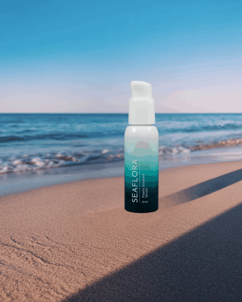 Seaflora's Potent Seaweed Serum which helps with the detoxification of the skin.