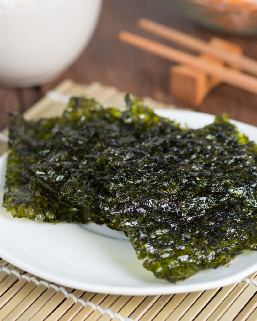 Delicate Delight: Dried Nori Seaweed - Seaflora Skincare Seaweed snacks that contain Astaxanthin.