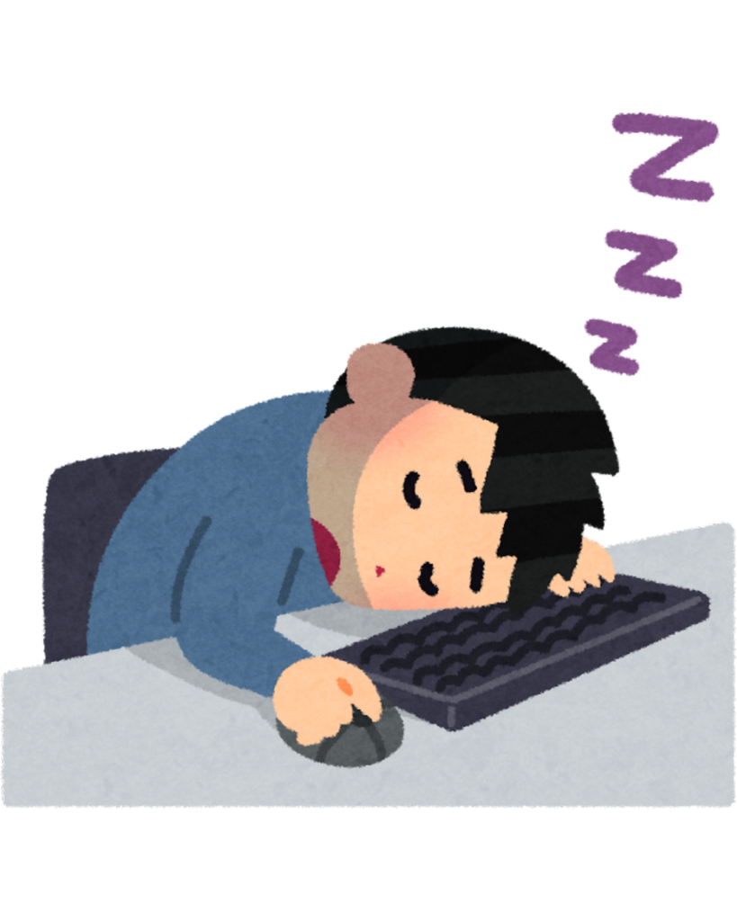 A man sleeping at work as he is fatigued due to a hormones imbalance.