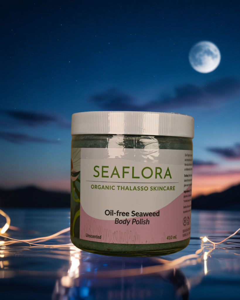 Seaflora's Oil-Free Seaweed Body Polish which contains Magnesium from Seaweed.