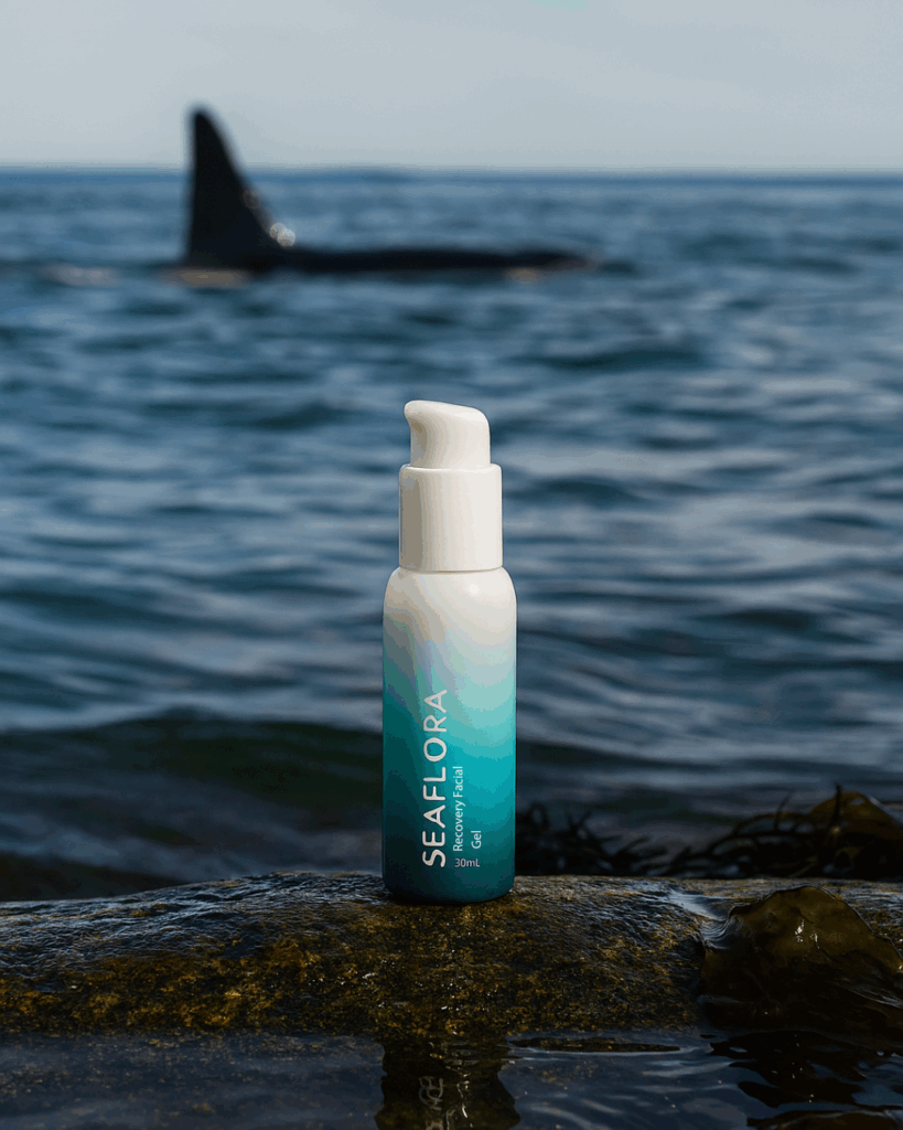 Seaflora Recovery Facial Gel – Ocean-Inspired Skincare Ritual with Orca - Seaflora Skincare Seaflora's Recovery Facial Gel part of the natural skincare routine.