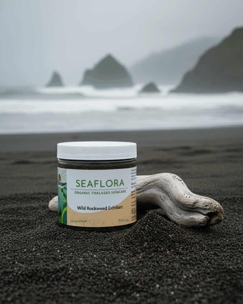 Seaflora's Wild Rockweed Exfoliant which contains Seaweed.