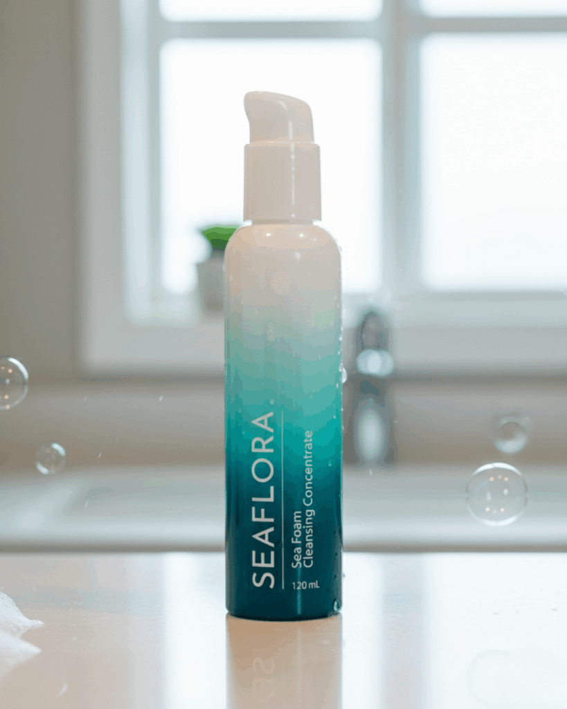 Cleanse & Refresh: The Sea Foam Experience - Seaflora Skincare Seaflora's Sea Foam Cleansing Concentrate which helps skin with dry mountain air.