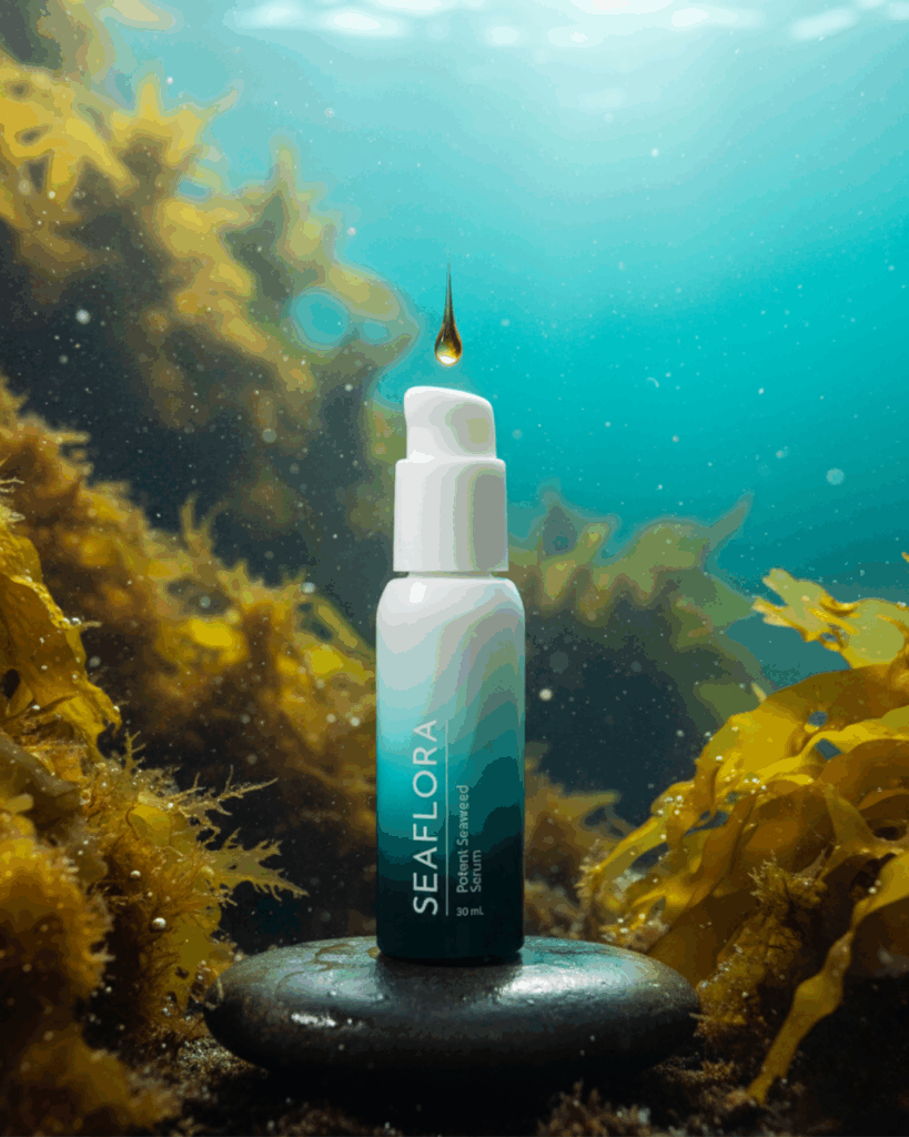 Potent Seaweed Serum: Ocean's Elixir - Seaflora Skincare Seaflora's Potent Seaweed Serum which helps skin with dry mountain air.
