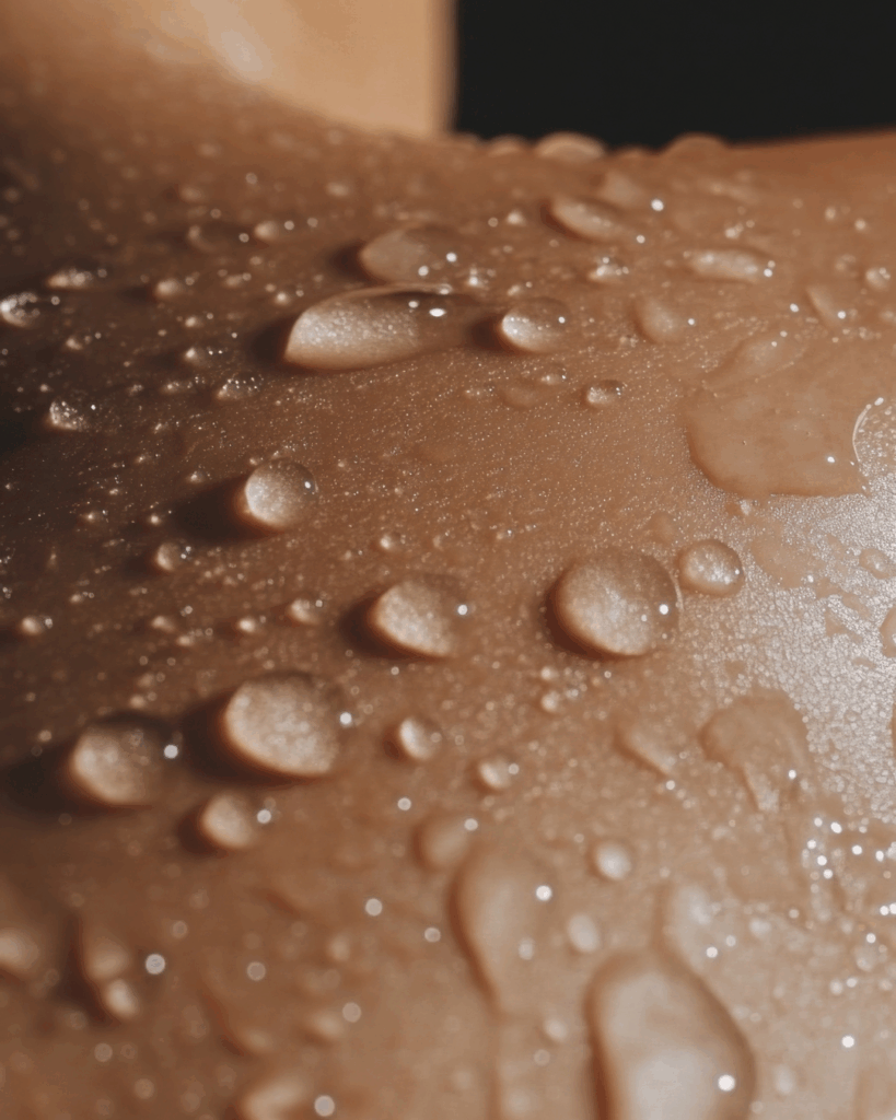 Seaweed Polysaccharides for Superior Skin Hydration with Water Droplets - Seaflora Skincare Skin being hydrated by seaweed.