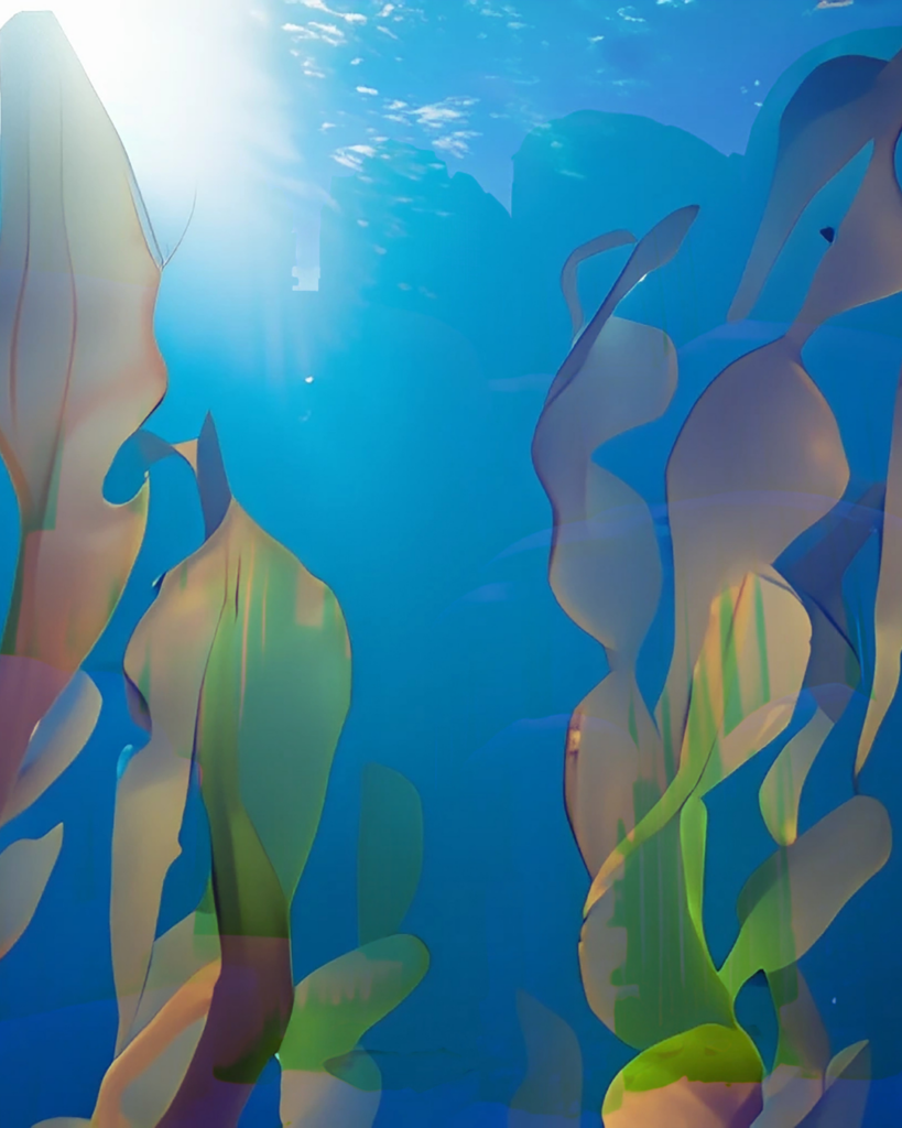 Oceanic Elegance: Vibrant Seaweed in Motion - Seaflora Skincare Seaweed which contains Astaxanthin.