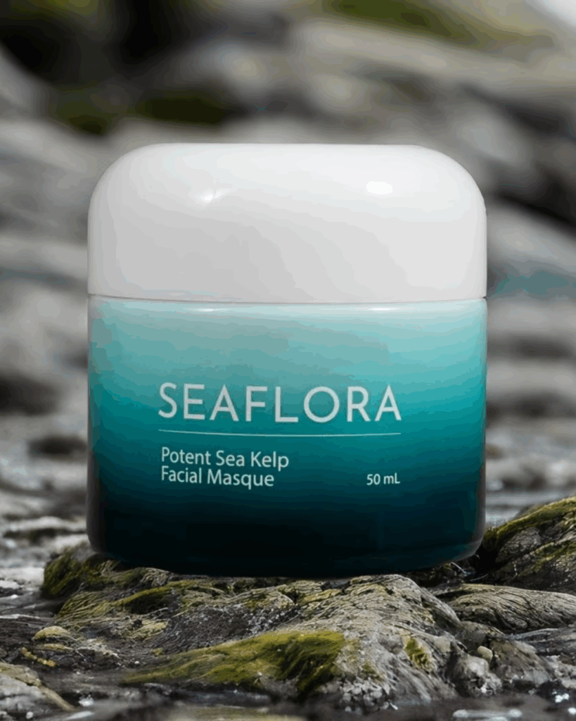Potent Sea Kelp Facial Masque by Seaflora on Mossy Rock - Seaflora Skincare Seaflora's Potent Sea Kelp Facial Masque that contains Vitamin C.