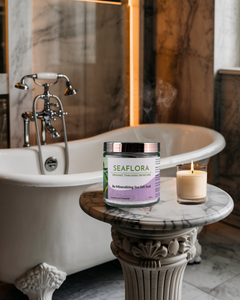 Seaflora's Re-Mineralizing Sea Salt Soak which contains Magnesium from Seaweed.