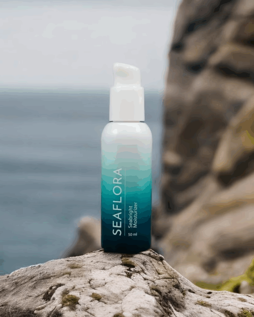 Seaflora Seabright Moisturizer on Cliff Overlooking Ocean - Seaflora Skincare Seaflora's Seabright Moisturizer