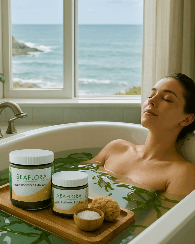 Seaflora's Wild Rockweed Exfoliant which represents Blue Mind.