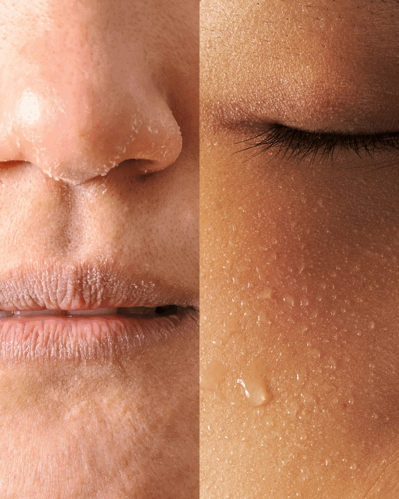 Before & After: Transforming Dry, Irritated Skin to Radiant Health - Seaflora Skincare Dry skin vs healthy, happy skin.
